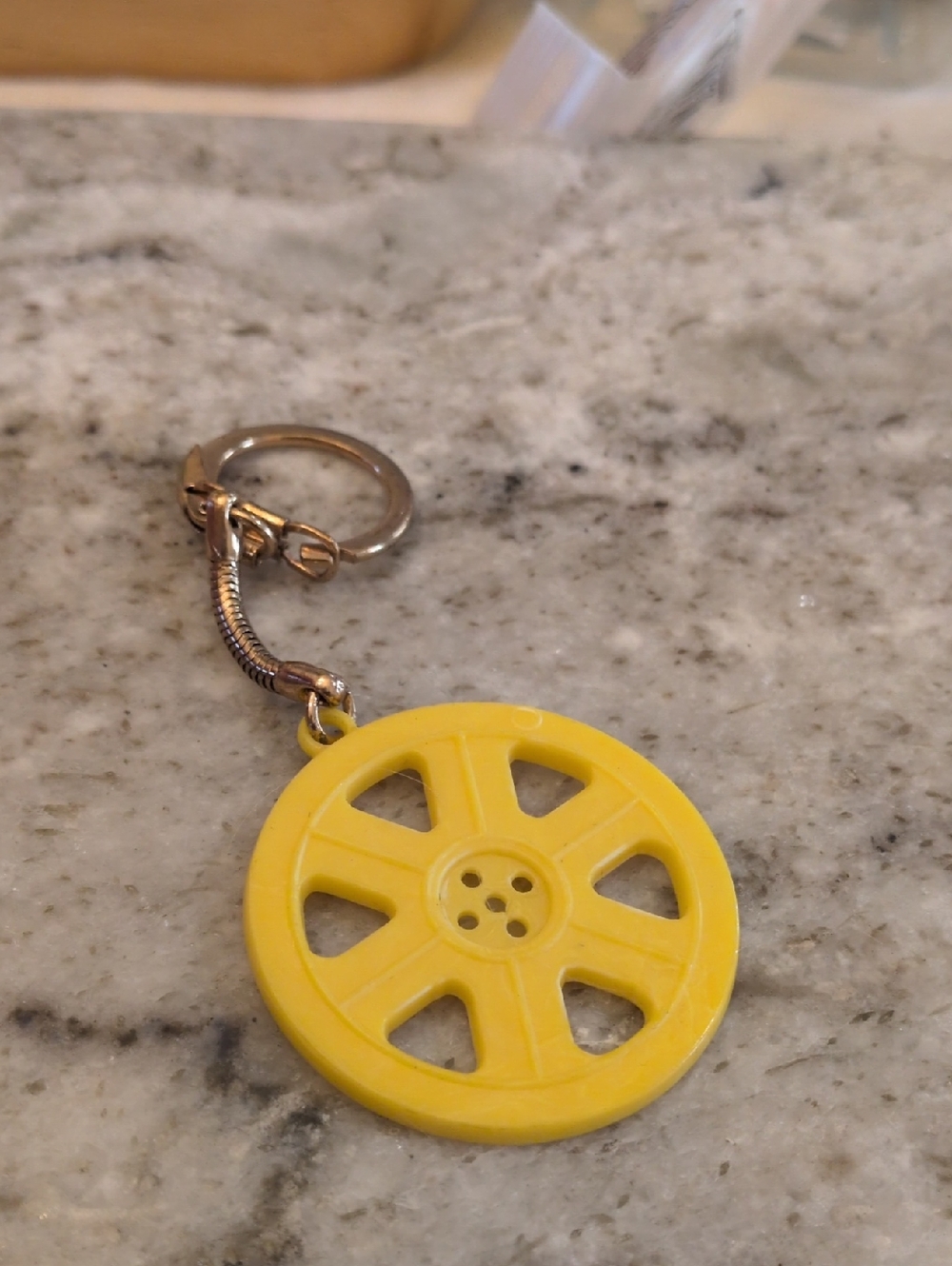 Yellow Wheel Charm Keychain Key & Card Holder